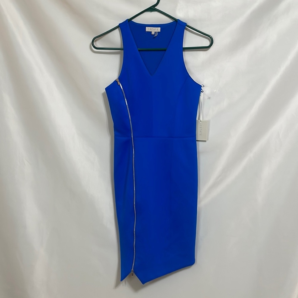 1. STATE electric blue dress with side full zip